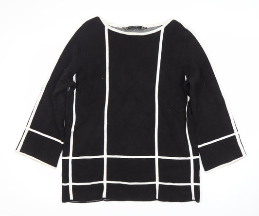 Principles Women's Black Check Boat Neck Jumper Size 16
