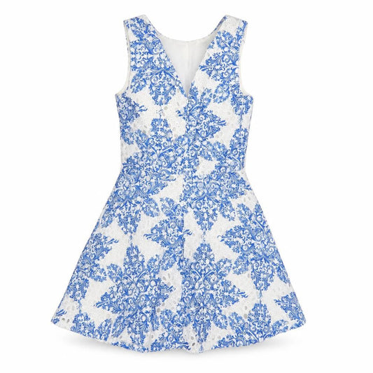 QUIZ Women's Blue White Geometric Dress Size 8