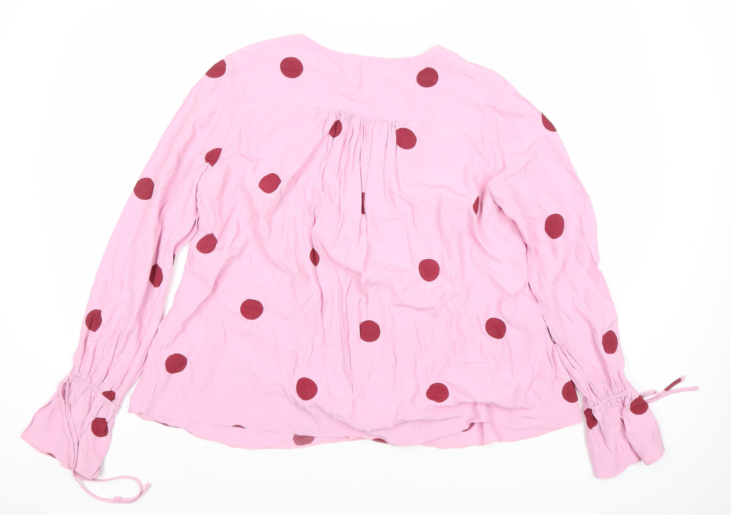 ASOS Women's Pink Polka Dot Wrap Blouse Size 14