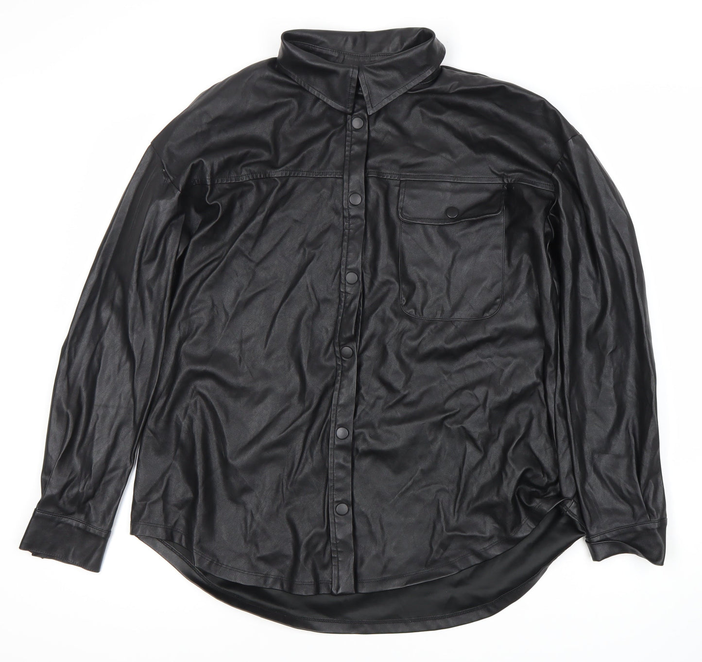 ASOS Women's Black Snap Button Coat Size 8