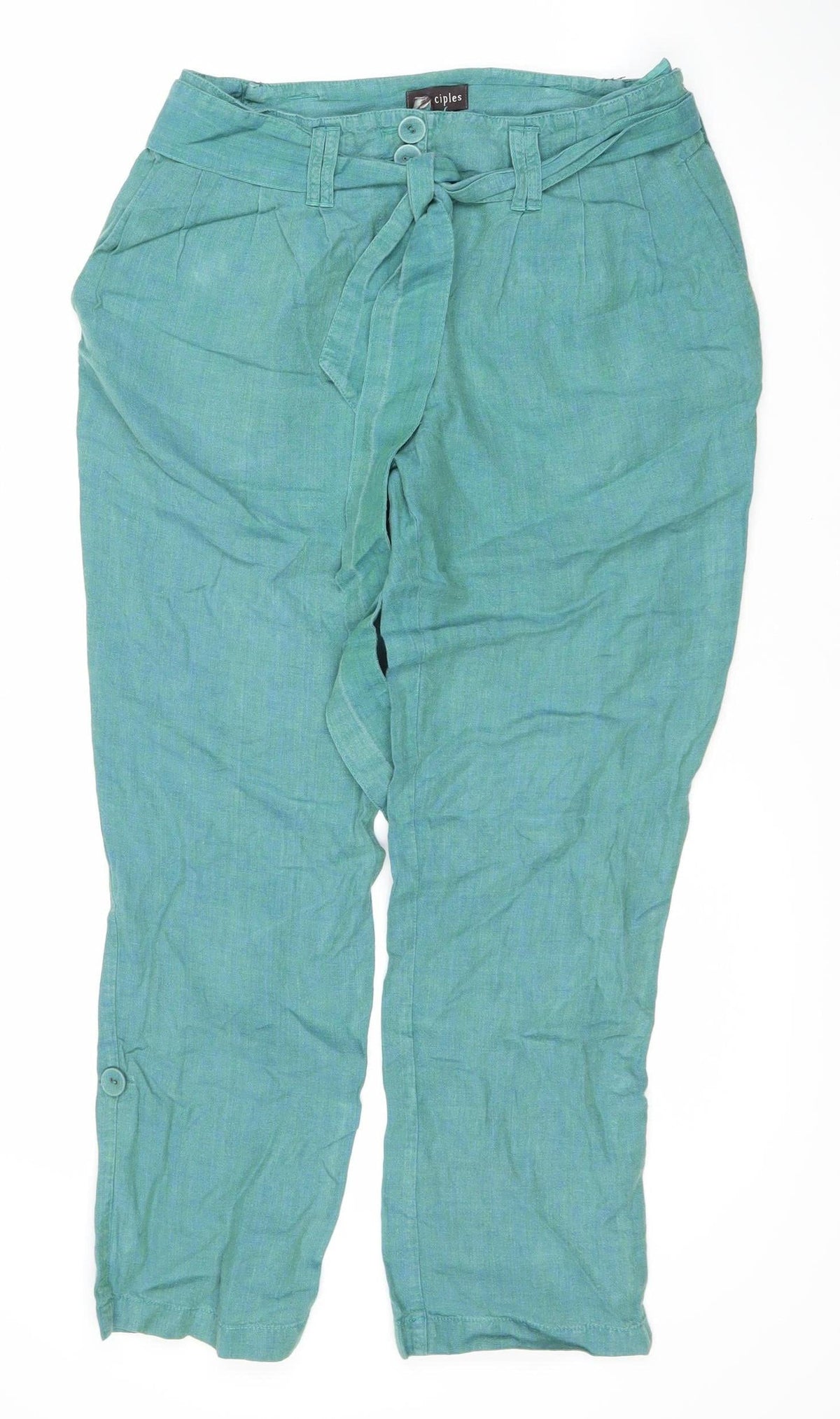 Principles Women's Green Linen Trousers Size 12