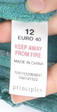 Principles Women's Green Linen Trousers Size 12