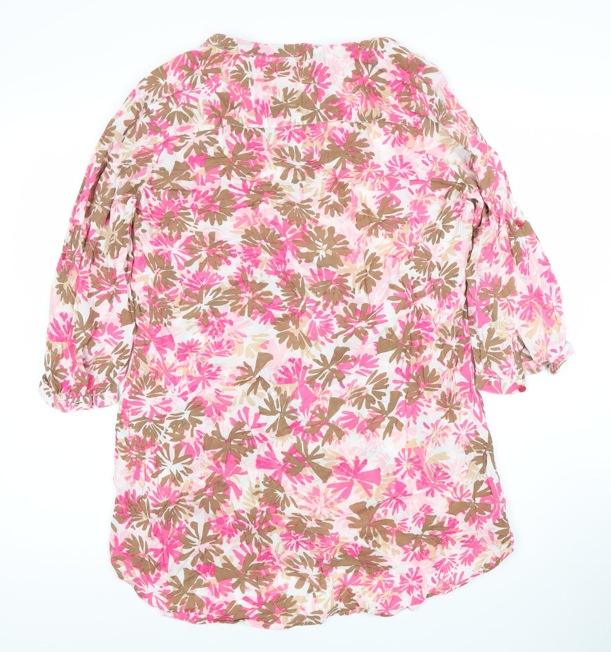 Fransa Women's Floral Pink Brown Dress M Casual