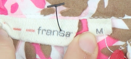 Fransa Women's Floral Pink Brown Dress M Casual