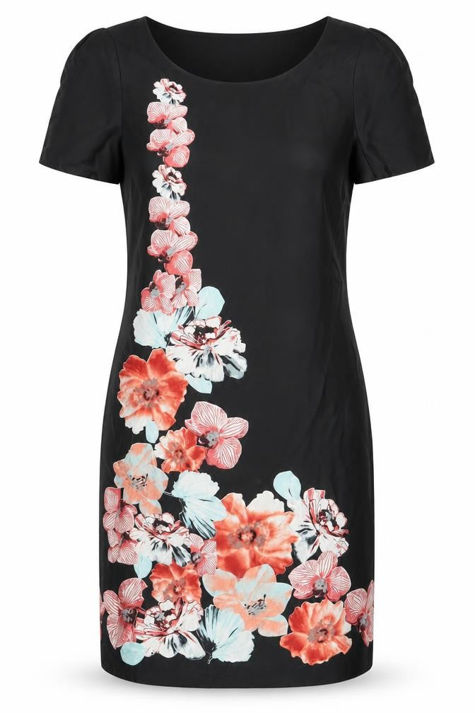 Monsoon Women Black Floral Sheath Dress Size 8