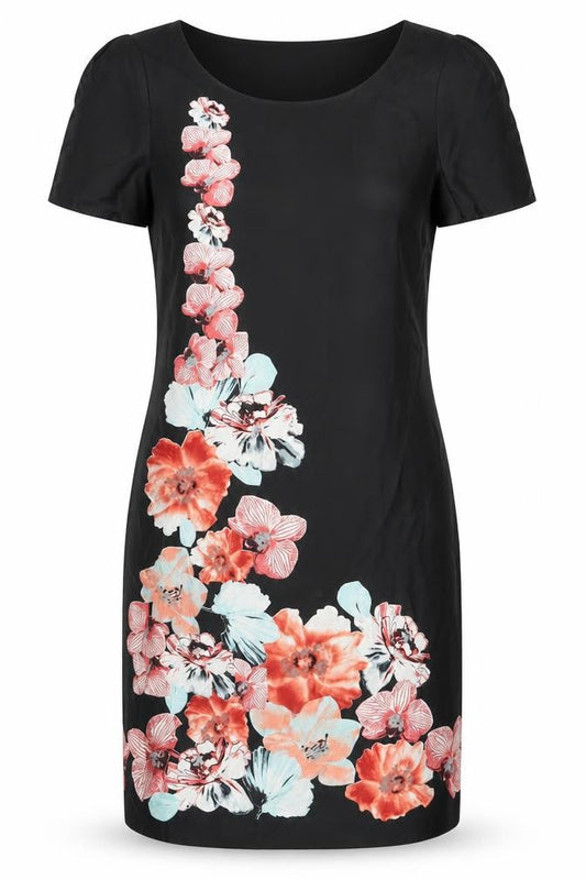 Monsoon Women Black Floral Sheath Dress Size 8