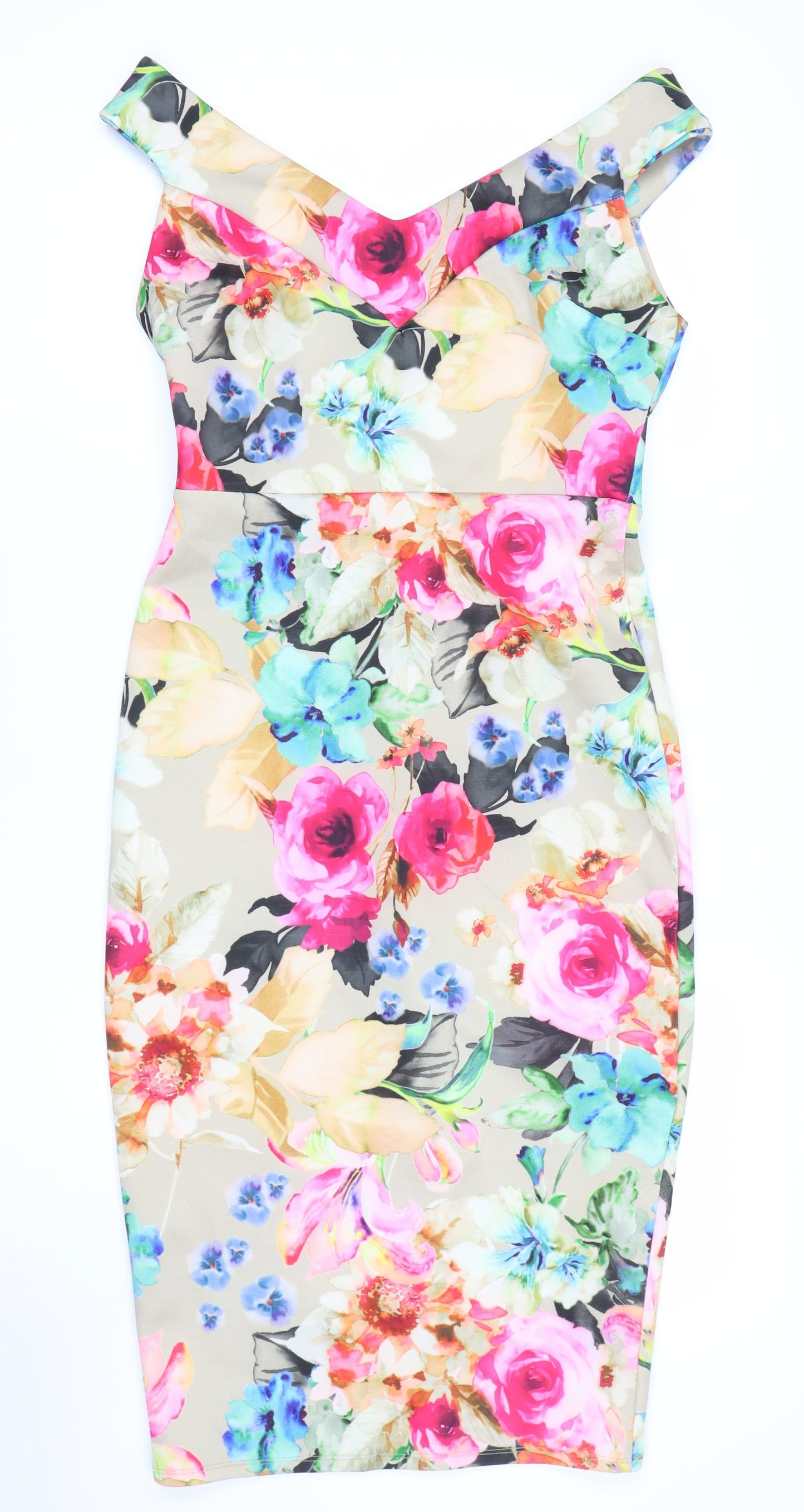 ASOS Women's Multicoloured Floral Sheath Dress Size 8