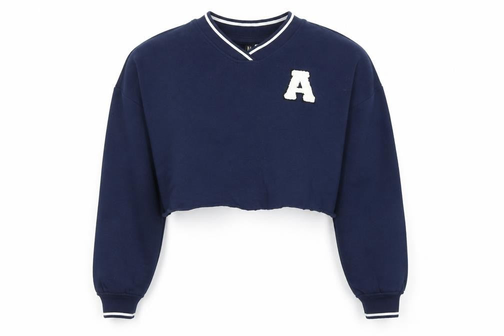 Divided Blue Women's College V-Neck Sweatshirt, Size 12