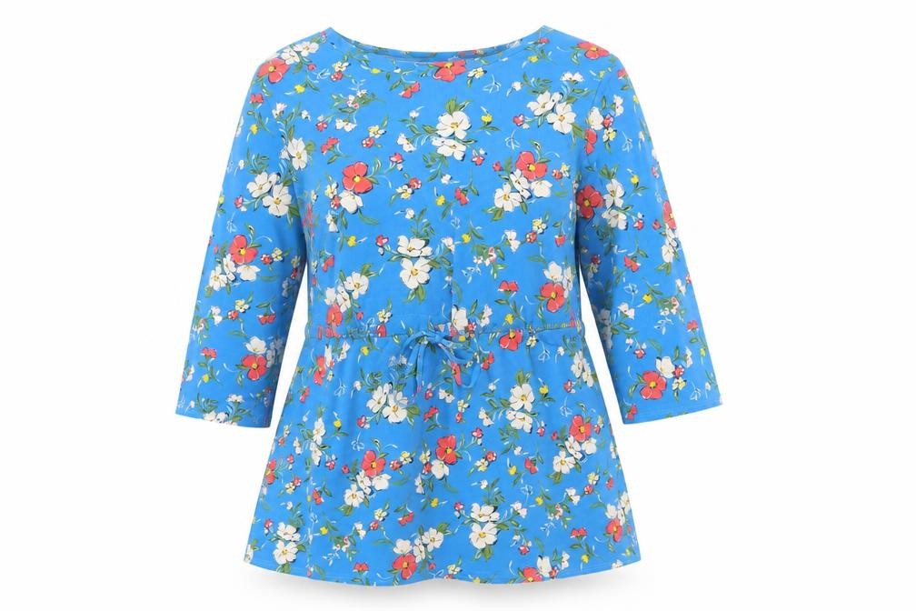Julipa Women's Blue Floral Tunic Blouse Size 12