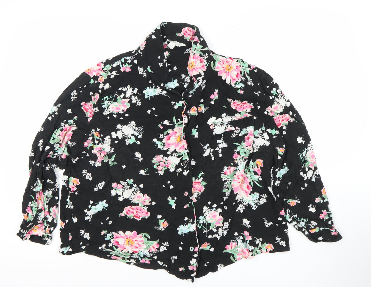 Marks & Spencer Women's Floral Blouse, Size 20, Black