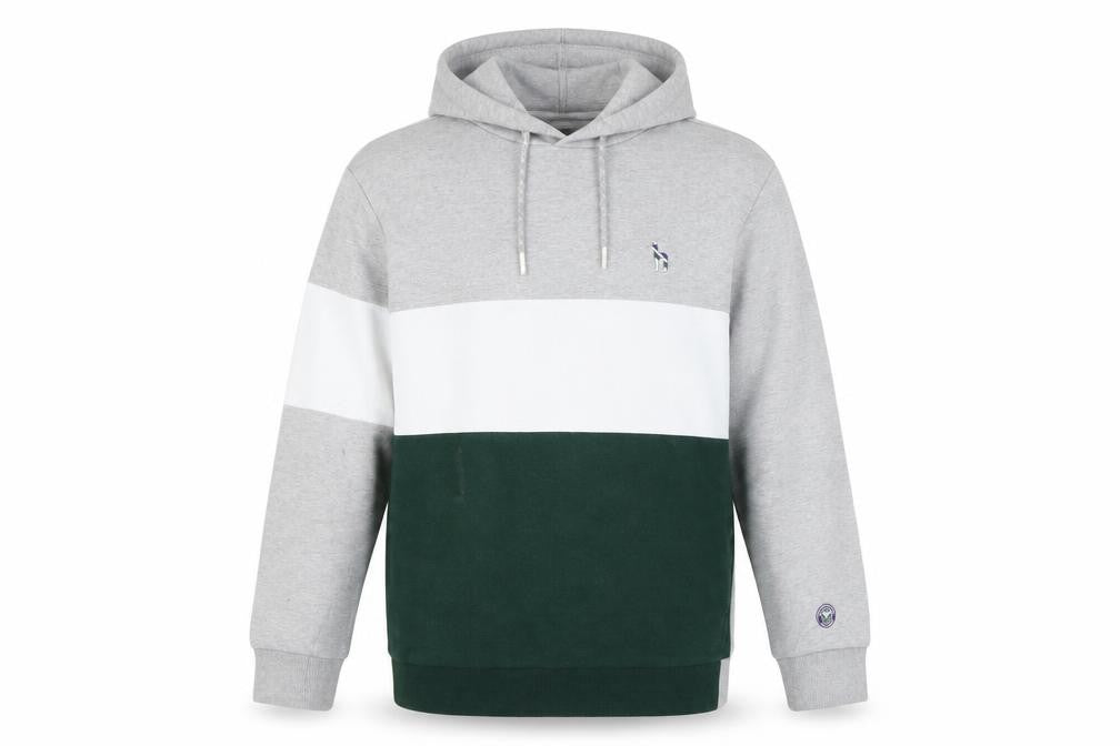 HAZZYS Men's Grey Green Striped Pullover Hoodie