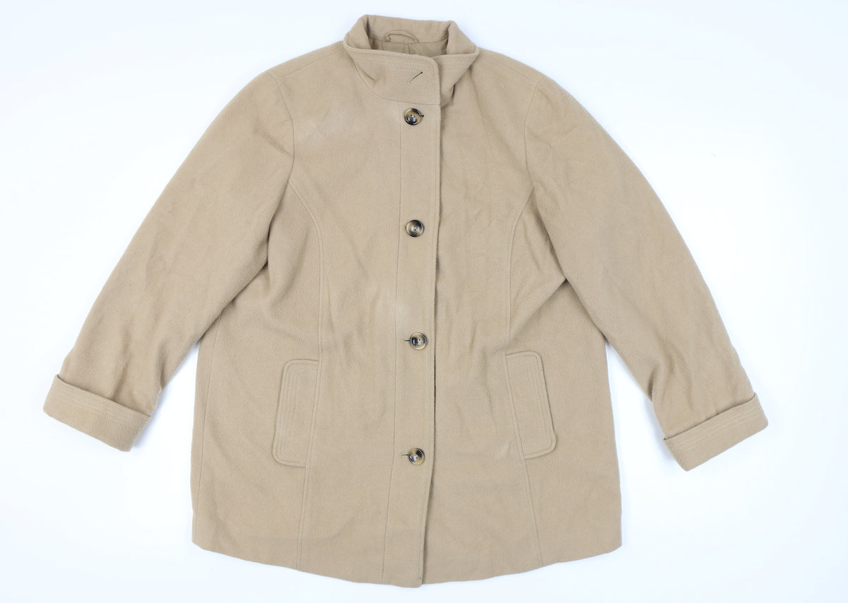 Marks & Spencer Women's Beige Wool Blend Coat Size 18