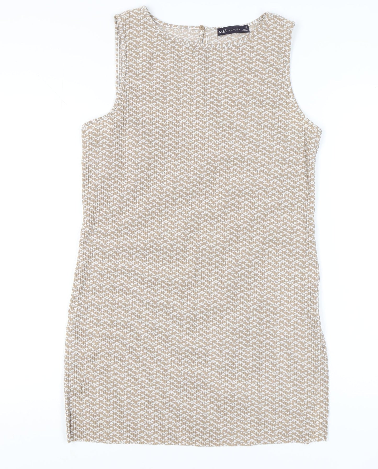 Marks and Spencer Women’s Geometric Brown Dress - Size 12