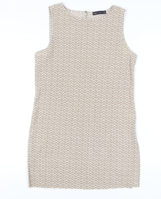 Marks and Spencer Women’s Geometric Brown Dress - Size 12