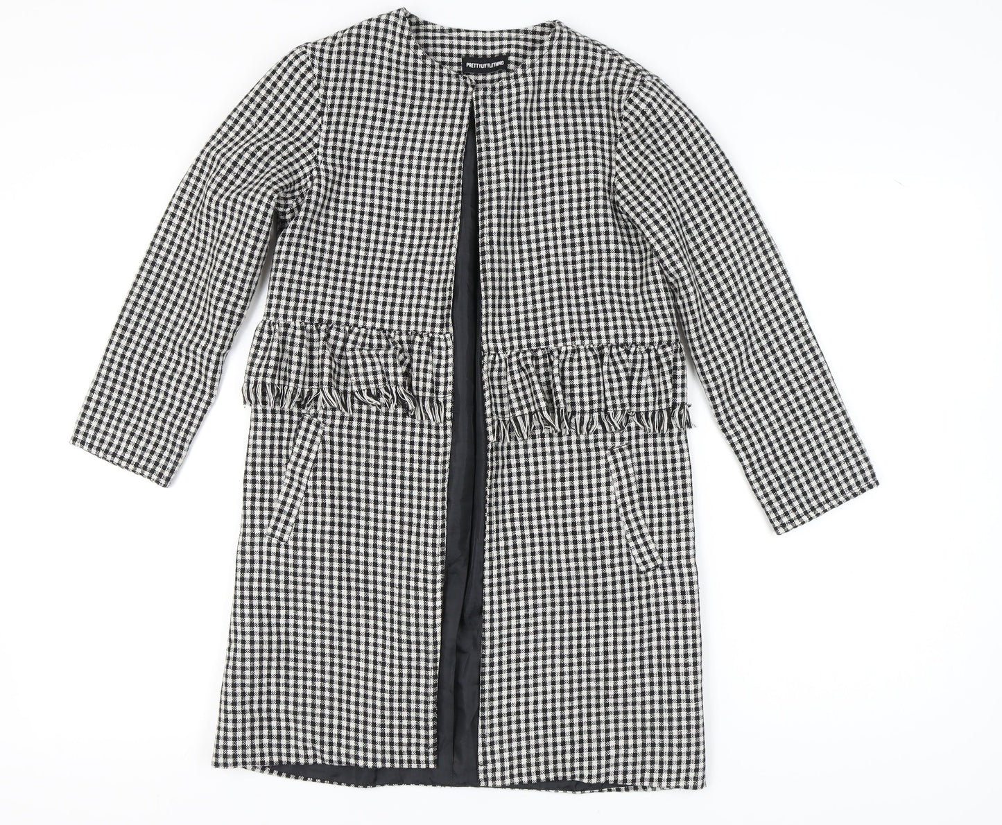 PrettyLittleThing Women's Black Check Coat Size 6