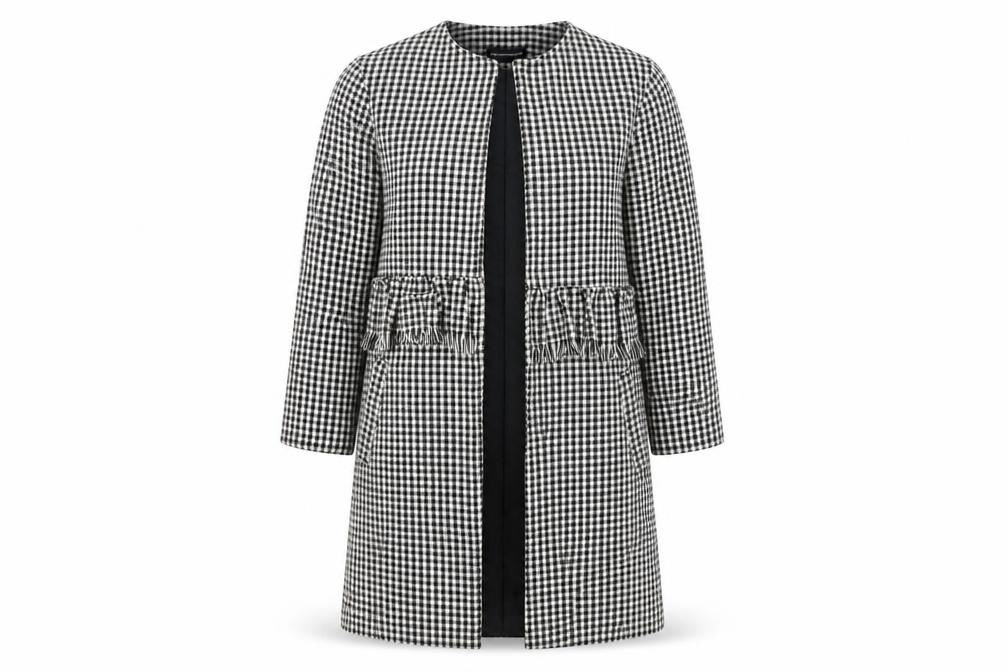 PrettyLittleThing Women's Black Check Coat Size 6