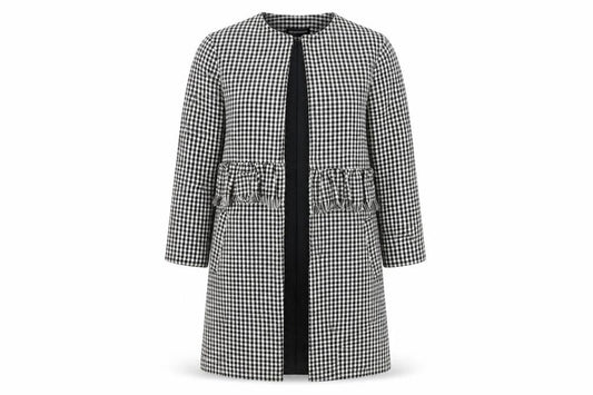 PRETTYLITTLETHING Women's Black Check Coat Size 6