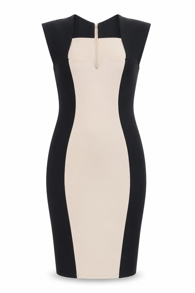 Amy Childs Collection Women's Black Beige Bodycon Dress 10