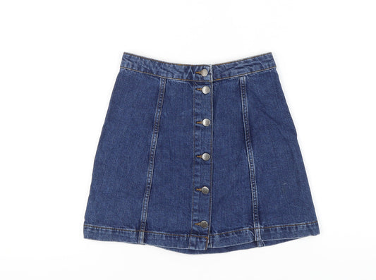 Topshop Women Blue Denim Button Short Skirt Size 10
