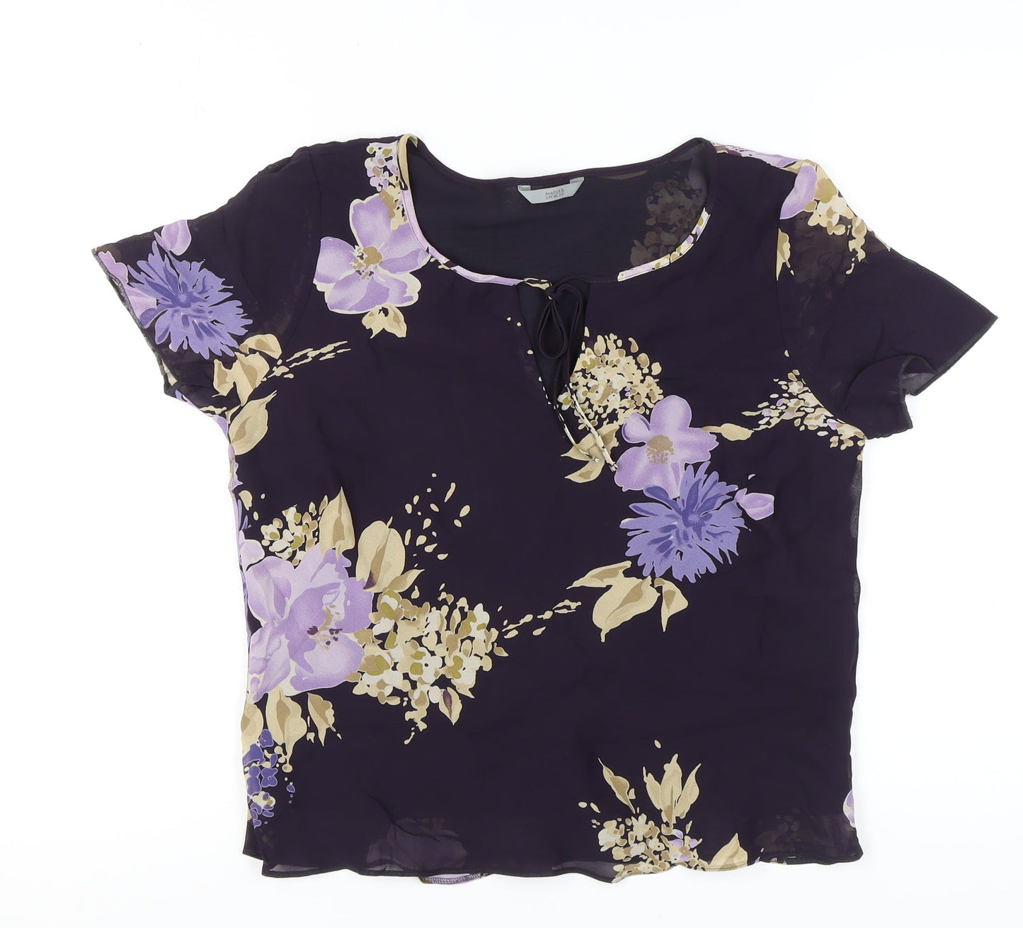 Marks & Spencer Women's Purple Floral Blouse Size 14