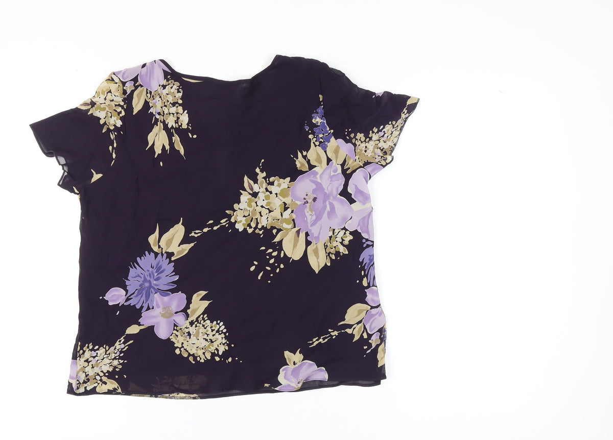 Marks & Spencer Women's Purple Floral Blouse Size 14