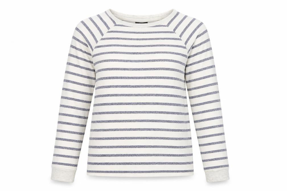 Topshop Women Ivory Striped Sweatshirt Size 10 Pullover