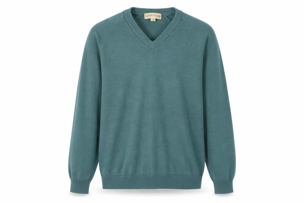 Country Trader Men's Green M V-Neck Pullover Jumper