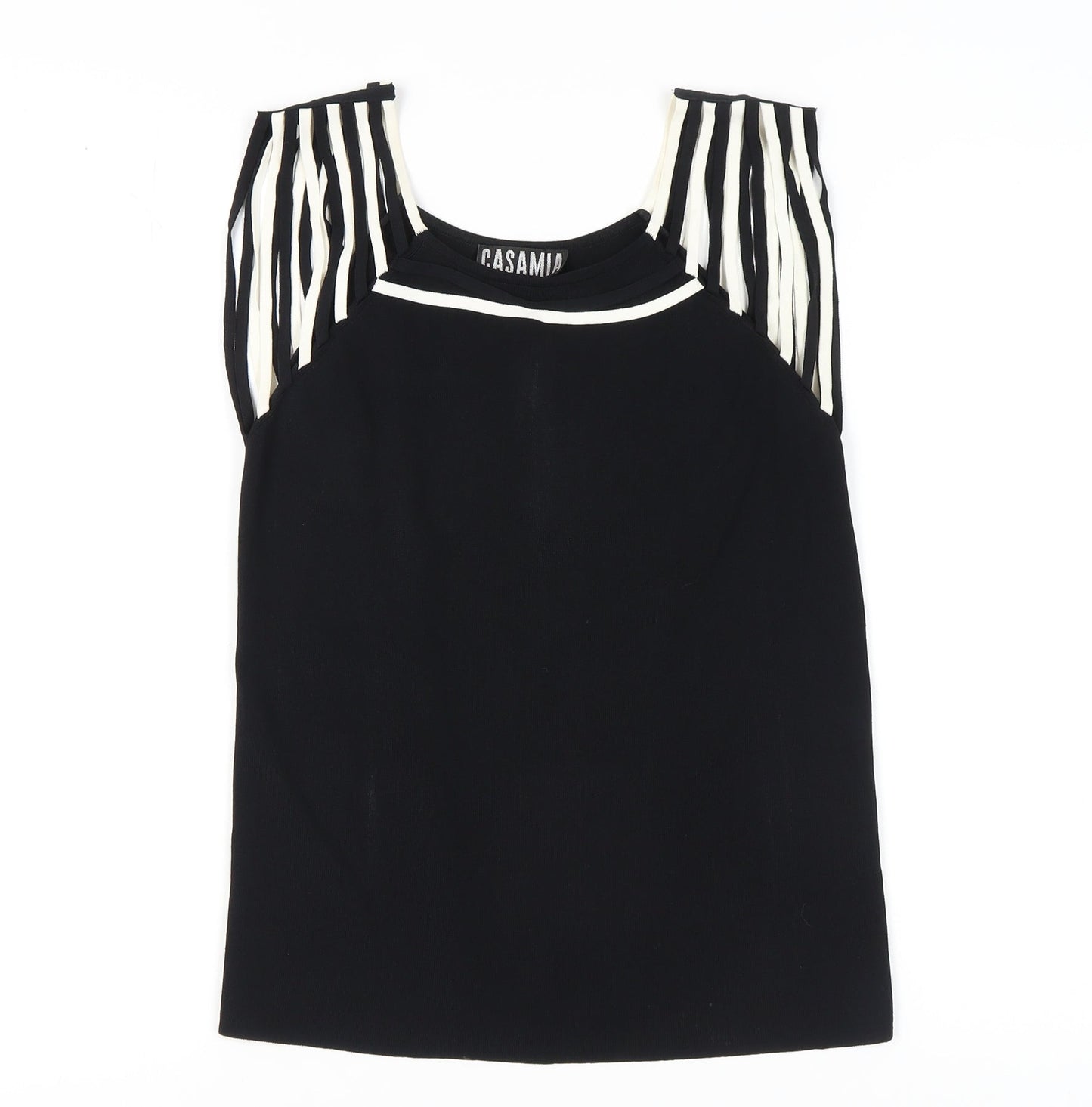 Casamia Women's Black Striped Sleeveless Knit Top M