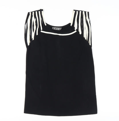 Casamia Women's Black Striped Sleeveless Knit Top M