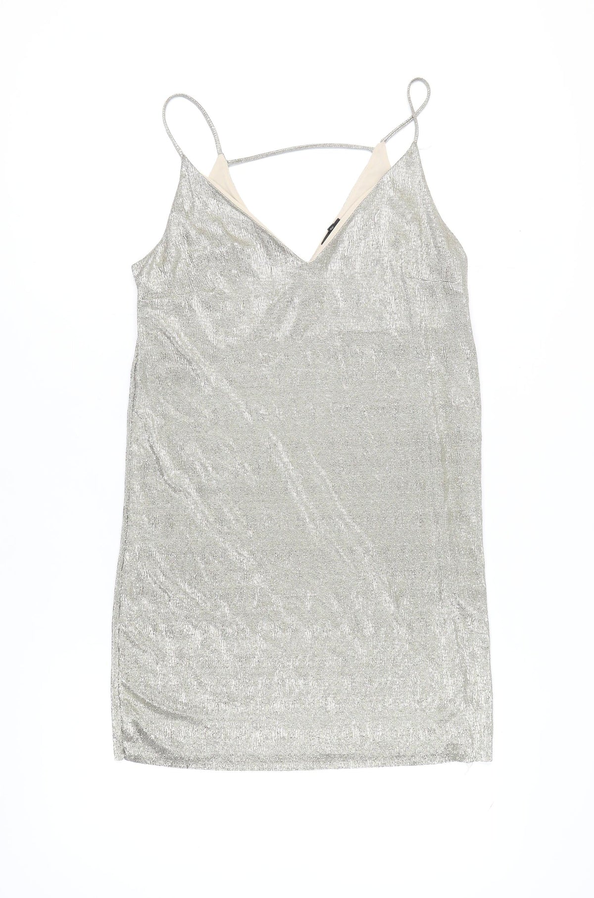 River Island Women's Silver Slip Dress Size 10