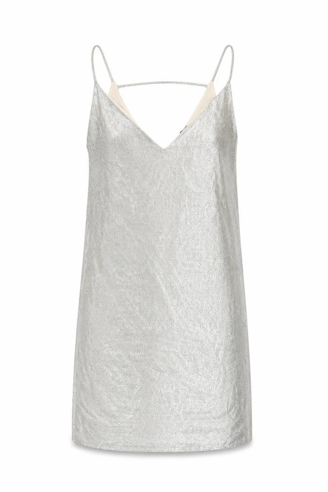 River Island Women's Silver Slip Dress Size 10