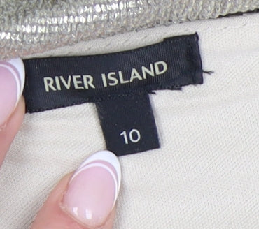 River Island Women's Silver Slip Dress Size 10