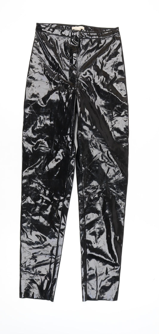 H&M Women's Black Straight-Leg Trousers Size 6