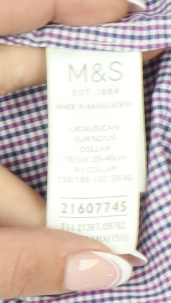 Marks & Spencer Men's Multicoloured Check Shirt, Size 15
