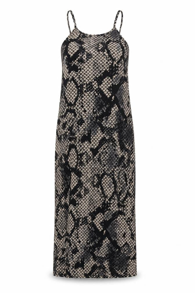 Topshop Women's Grey Black Snake Print Midi Slip Dress