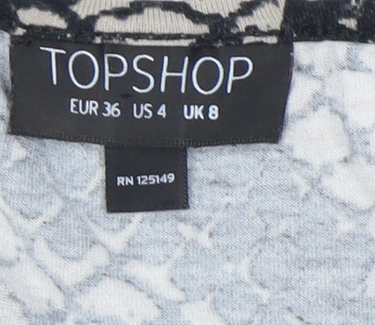 Topshop Women's Grey Black Snake Print Midi Slip Dress