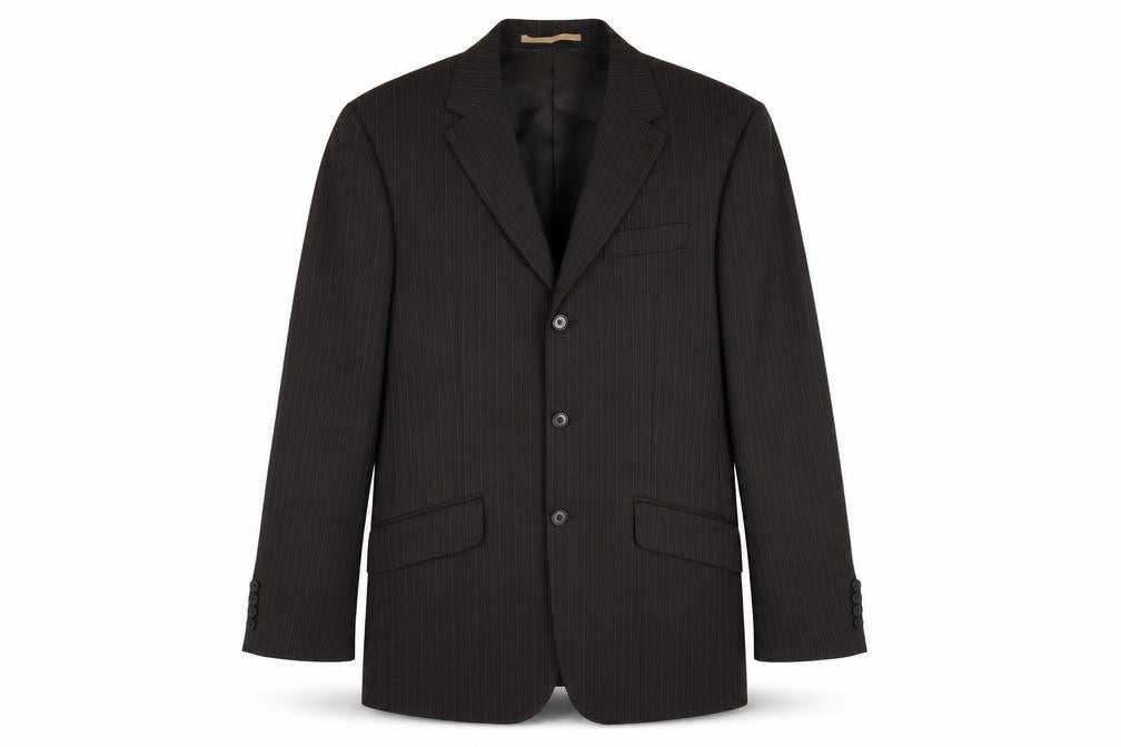 Next Men's Black Striped Blazer 40L Long Jacket