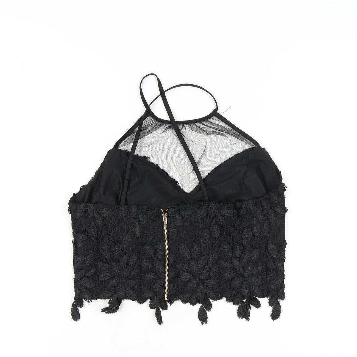 River Island Women's Black Halter Cropped Blouse