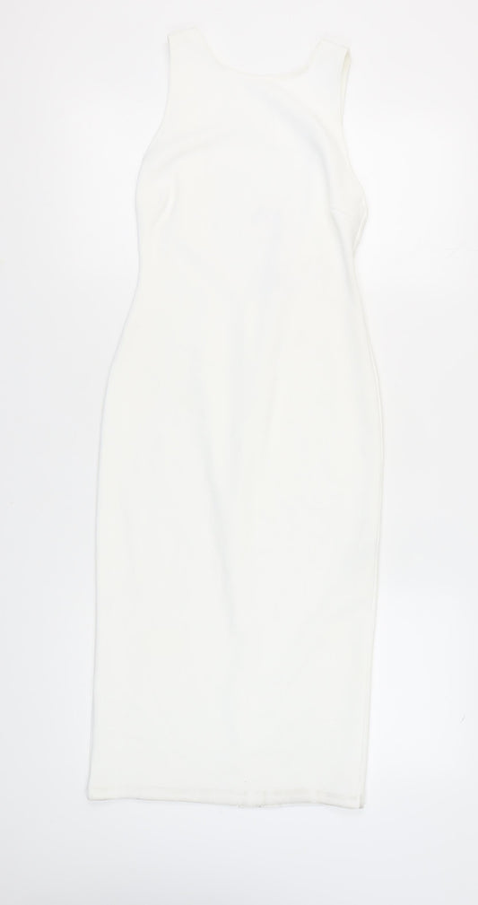 Zara Women's White Sleeveless Dress - Size S