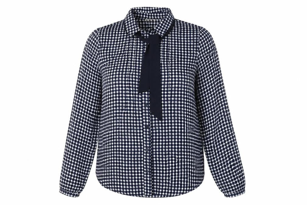 Elodie Women's Blue Polka Dot Long Sleeve Blouse