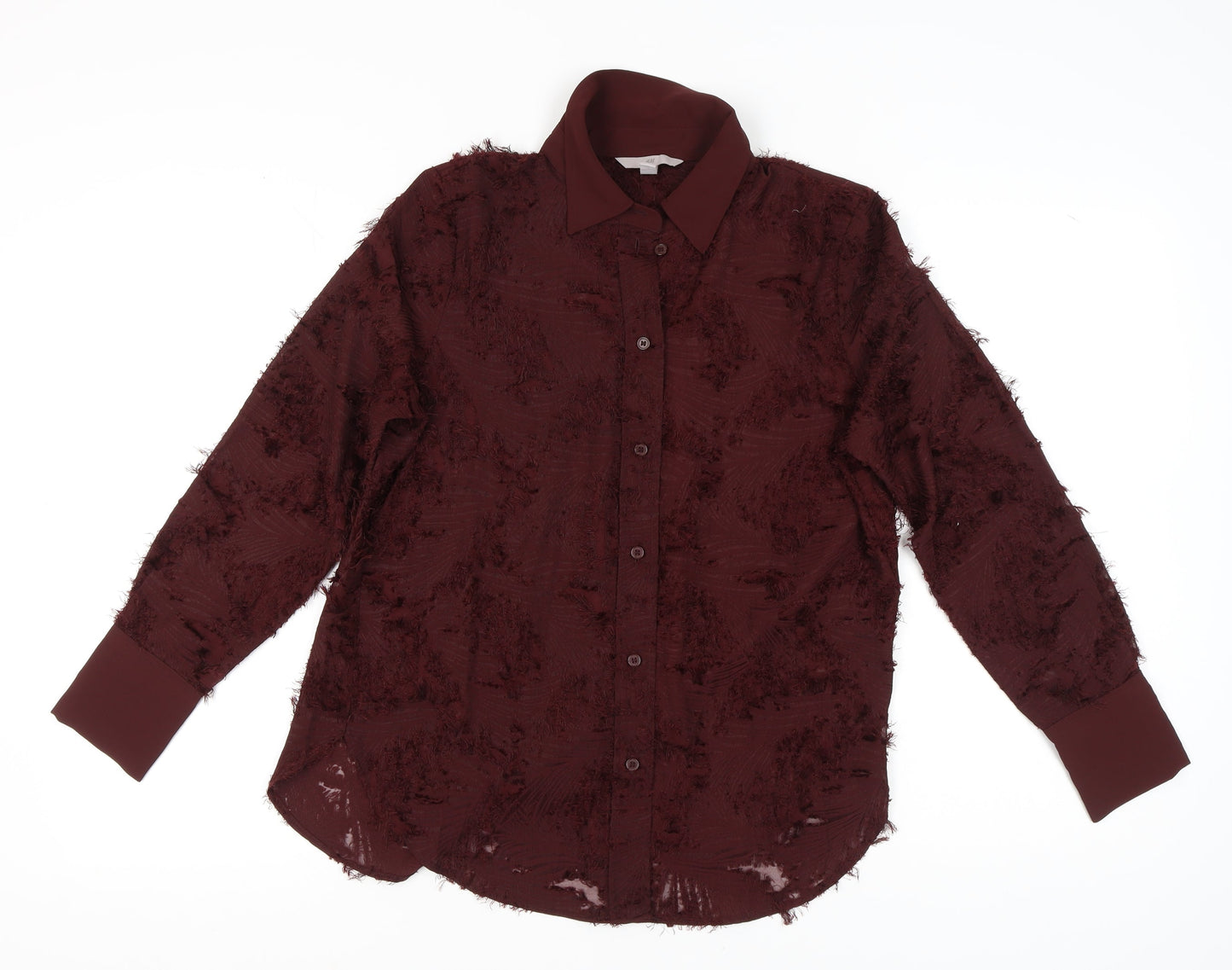H&M Women's Red Button-Up Shirt, S, Collared, Classic Style