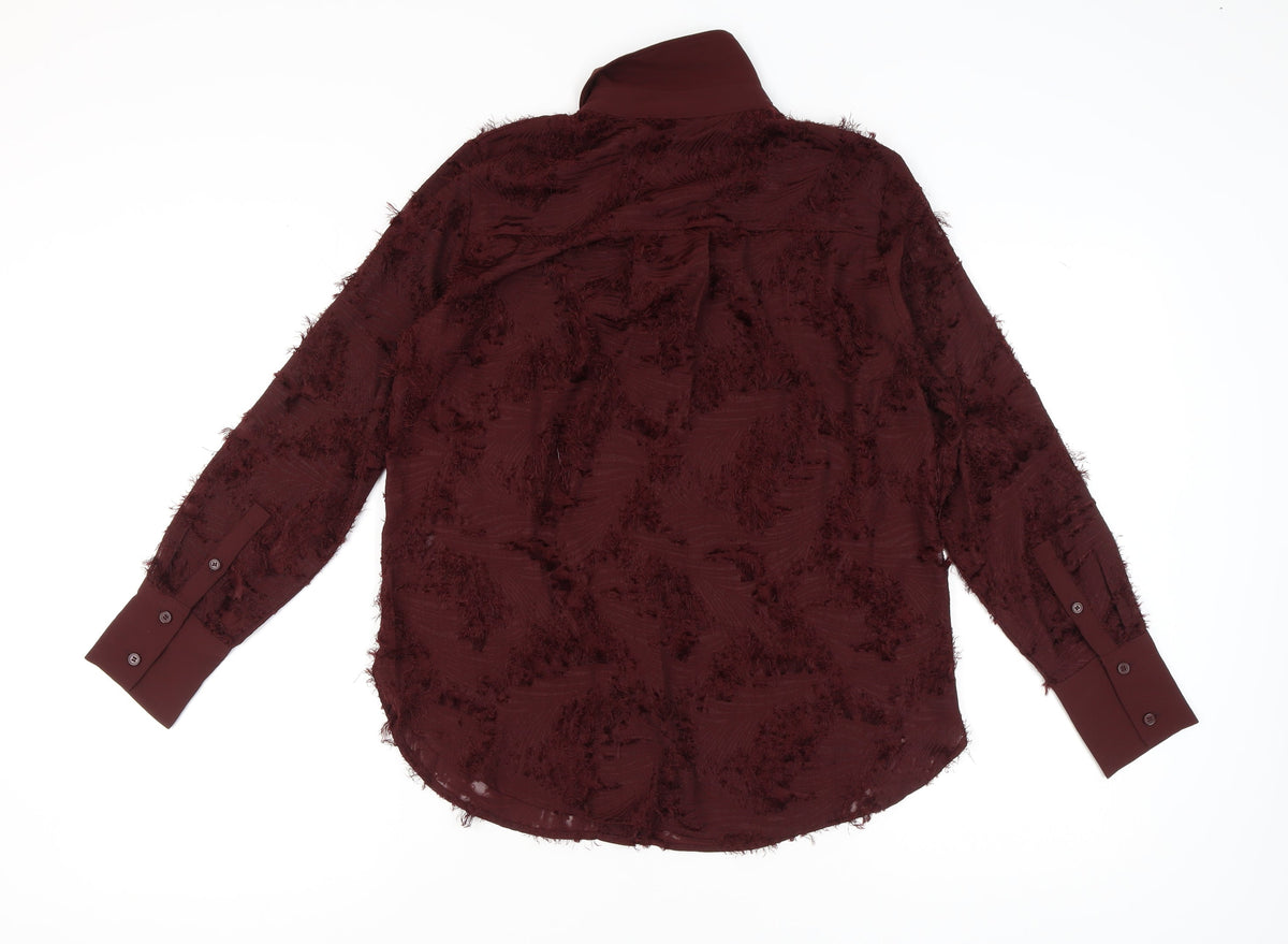 H&M Women's Red Button-Up Shirt, S, Collared, Classic Style