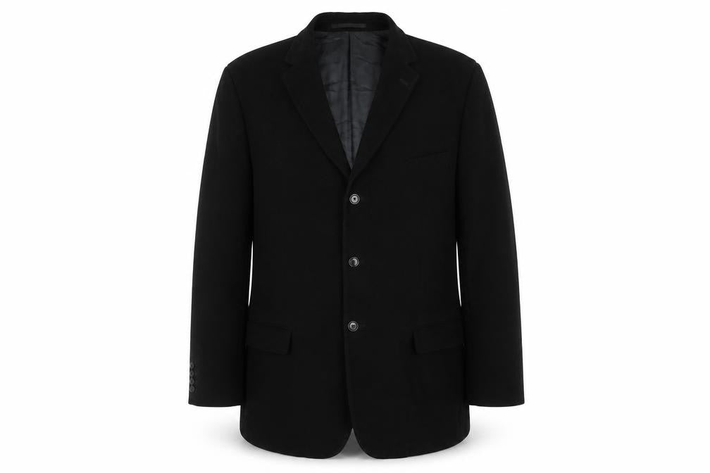 Dehavilland Men's Black Overcoat, Size L, Classic Style
