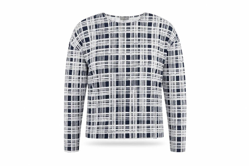 Jaeger Women's XS Blue Geometric Long Sleeve Top