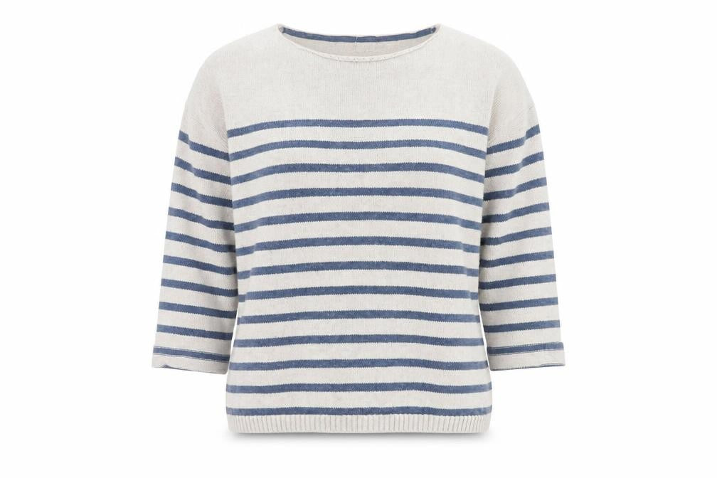 Fat Face Women's Ivory & Blue Striped Pullover, Size 12