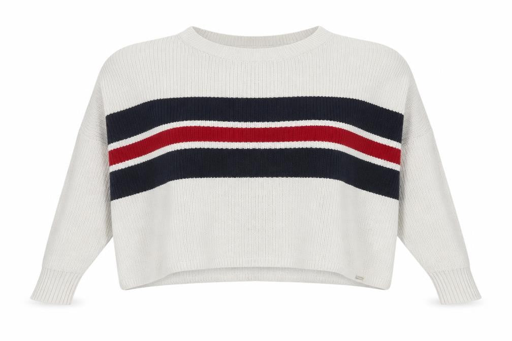 Hollister Women's White Striped Pullover Jumper S