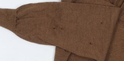 William Hunt Men's Brown Wool V-Neck Pullover Jumper M
