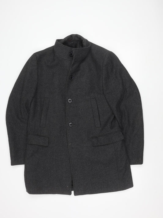 Mario Conti Men’s Grey Coat Size 50 Button Accent