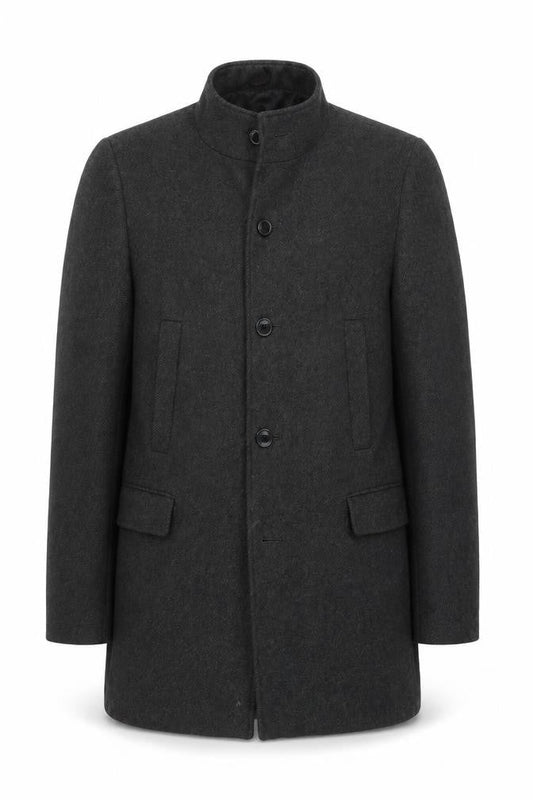 Mario Conti Men’s Grey Coat Size 50 Button Accent