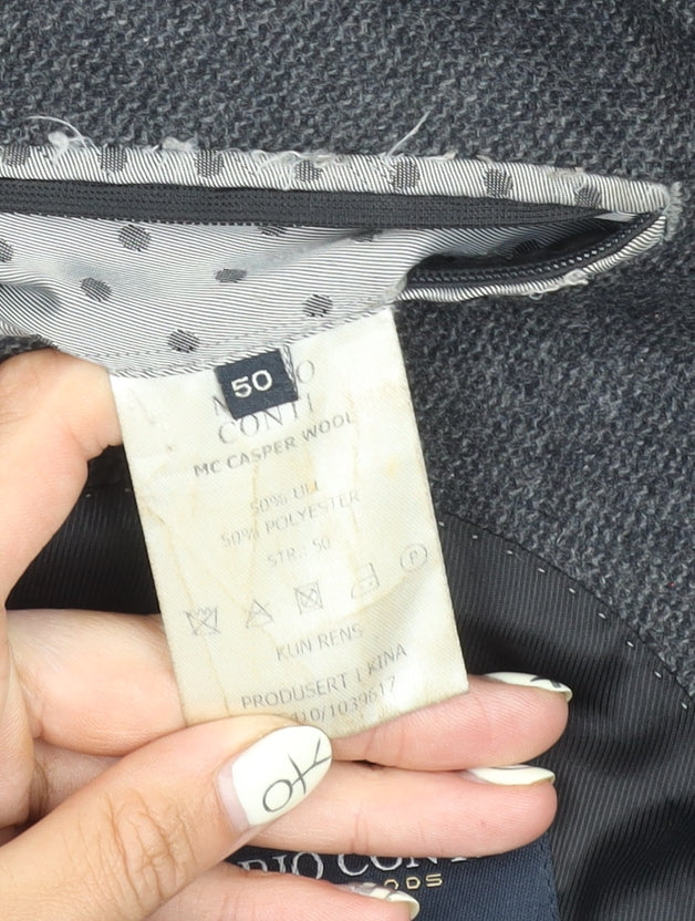 Mario Conti Men’s Grey Coat Size 50 Button Accent